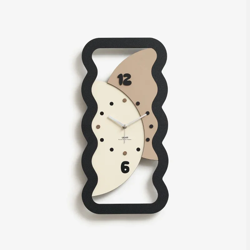 

# l Non-perforated cream style art wall clock living room modern simple clock fashion atmosphere creative clock