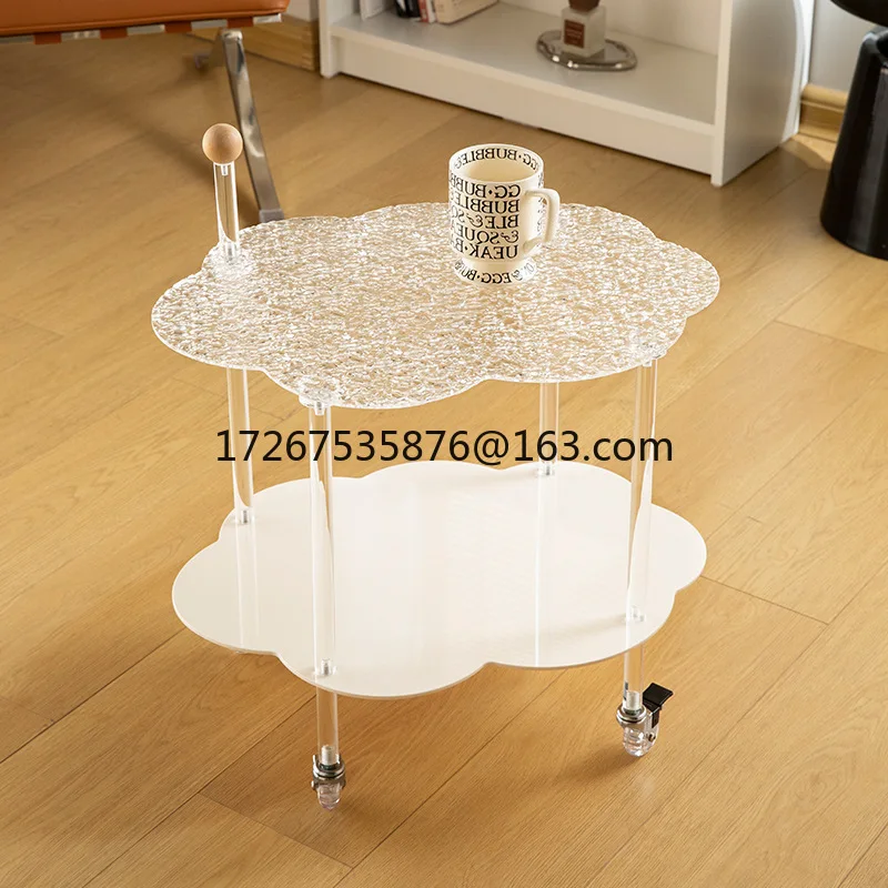 

Cloud coffee table rack trolley dining car movable living room sofa acrylic edge corner table