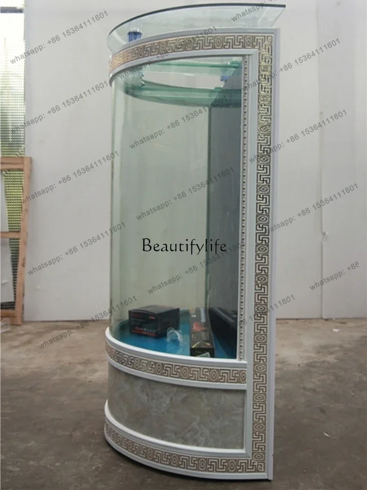 D06-Semicircle Fish Tank Aquarium Lazy Ecological Change Water Living Room Home Landscape Floor Back Filter