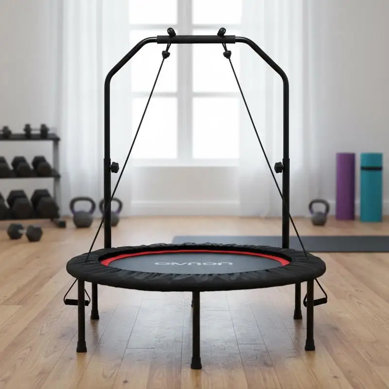 101 cm Mini-Trampolin mit 2 Widerstandsbändern und verstellbarem Schaumstoffgriff - Rot