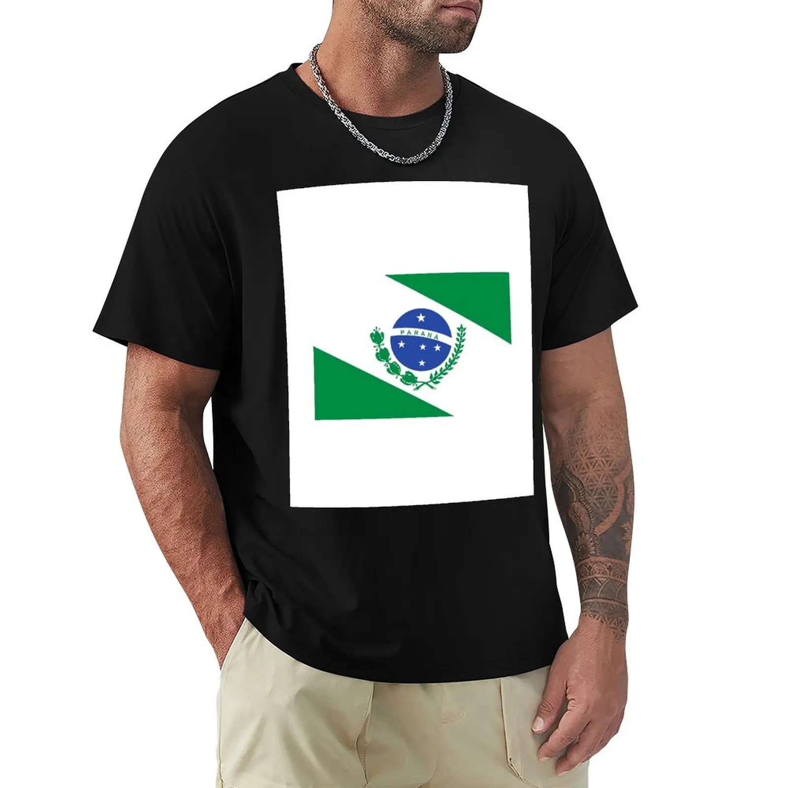 Camiseta com a bandeira do estado de Paraná, Brasil, camiseta casual básica de ajuste regular