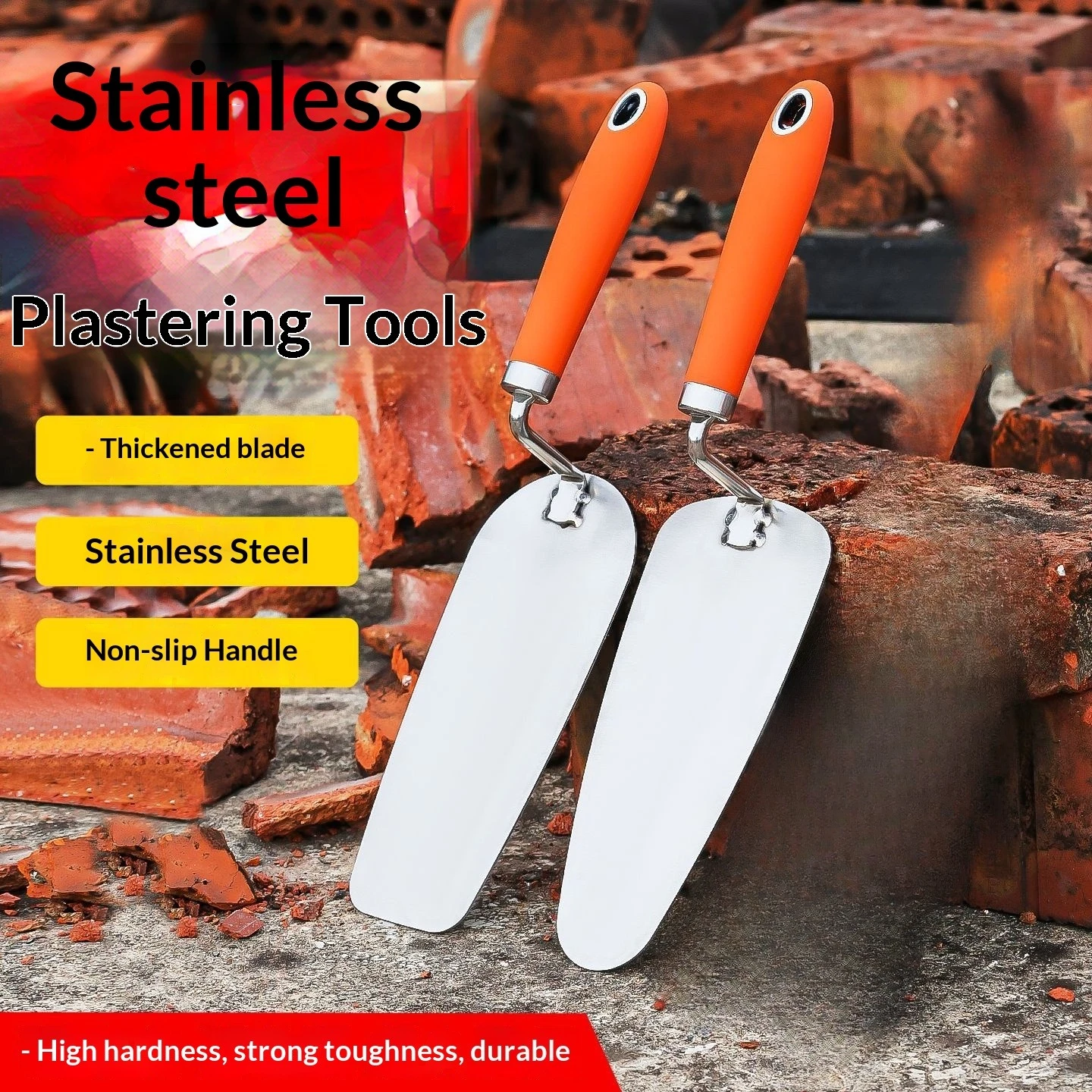 Stainless Steel Trowel with round Corners for Masonry High Hardness Thickened Mortar Knife for Professional Plastering Work