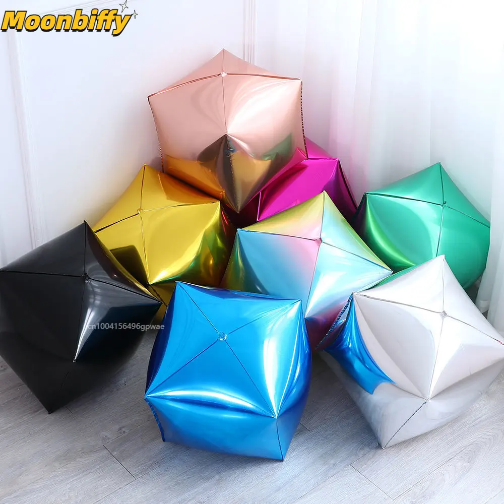 24inch 3D Cube Foil Balloon Square Wedding Birthday Decorations Party Supplies Multicolor Aluminum film Air Balloon Globos