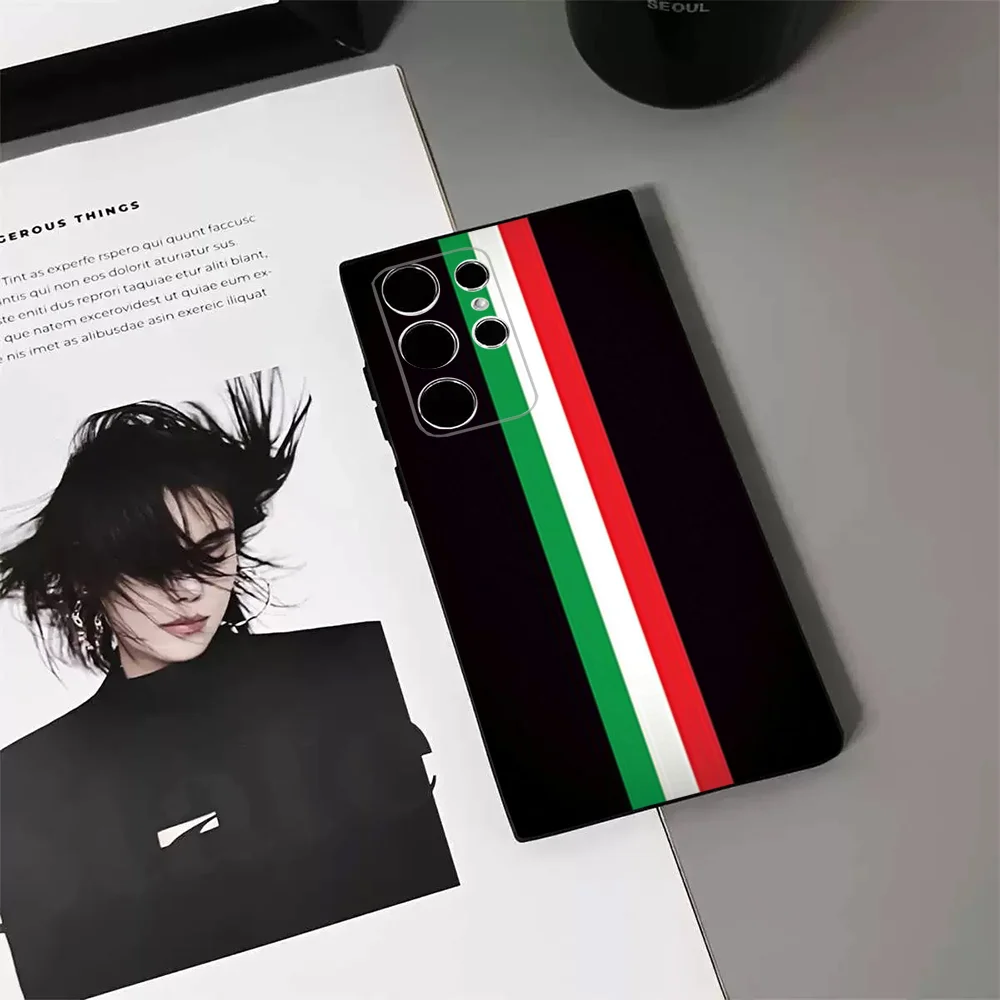 Luxury Sports Line Cool Stripes Phone Case For Samsung S24,23,22,30,21,10,9,Ultra,Plus,Lite,FE,5G Black Soft Case