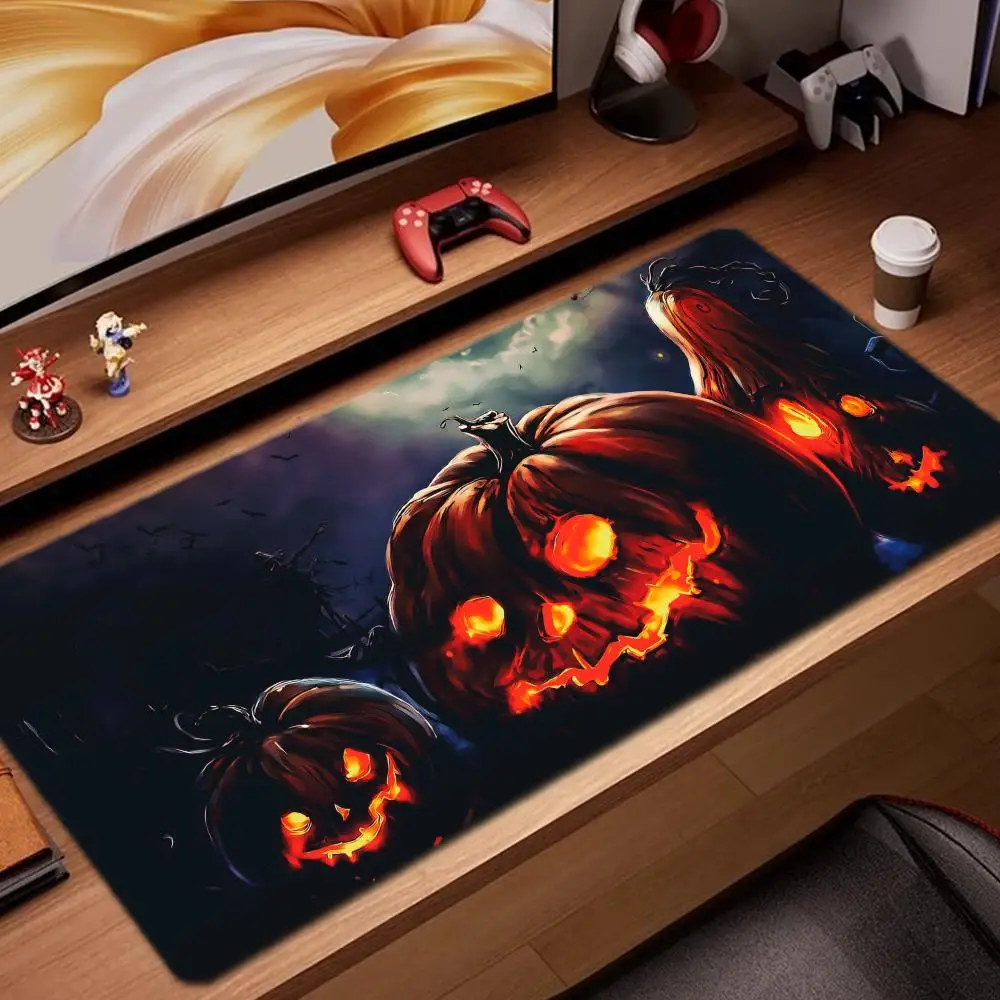 

pumpkin lantern art Mouse Pad Game Accessories keyboard pad XXL large locking edge 900X400 mm table mat Gaming mousepad