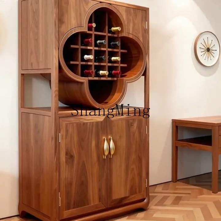 

CL walnut solid wood simple household storage living room dining side cabinet