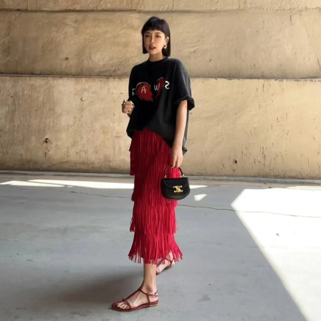 

Miyake Women's High-End Comfortable Casual Skirt Elegant Fashion Solid Color Pleated Summer New