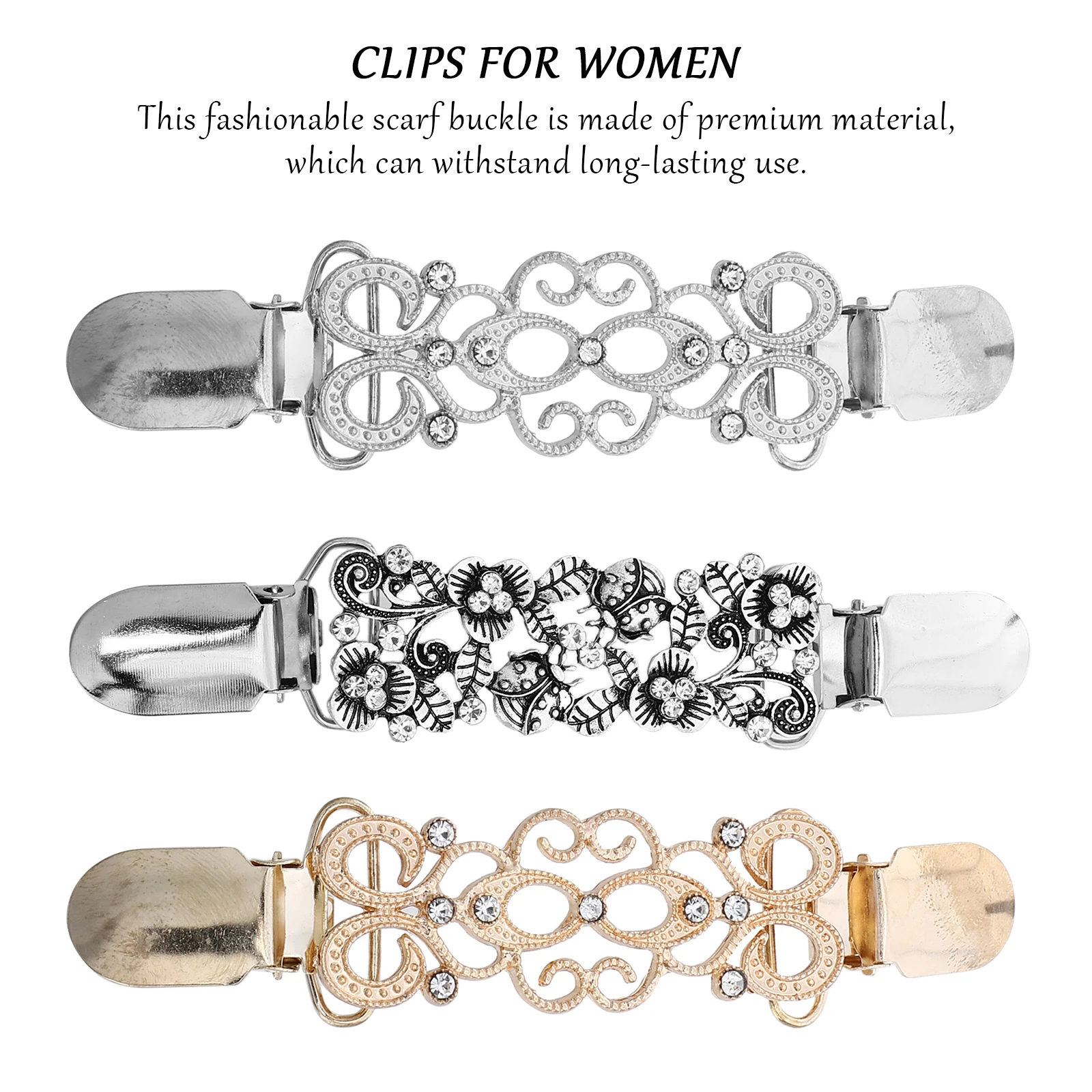 3 قطعة إكسسوارات اللباس حجر الراين سبيكة شال كليب للنساء غرامة براعة طويلة الأمد تألق الملابس الديكور كليب