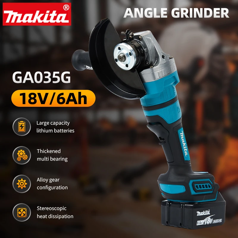 Makita Rechargeable Angle Grinder Brushless Lithium Electric Hand Mill Handheld Angle Grinder Ga035g Ga050g