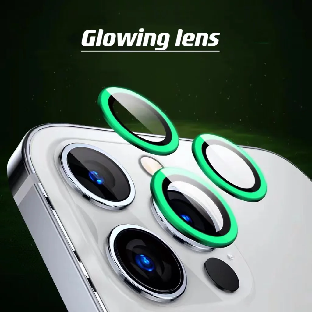 Korean Style Dazzling Unique Colour Noctilucent Camera Protector Case For iPhone 11 12 15 13 14 Pro Max Lens Glass Camera Cover