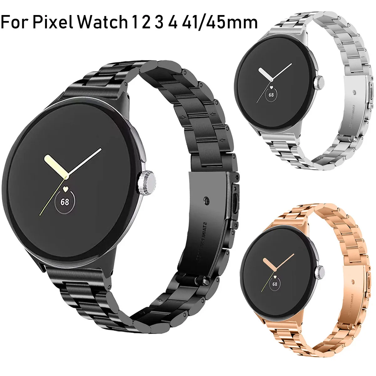 Schlankes Edelstahl-Uhrenarmband für Google Pixel Watch 4 3 2 1 41mm 45mm Armband Solides Metall-Armband Ersatz-Gürtel