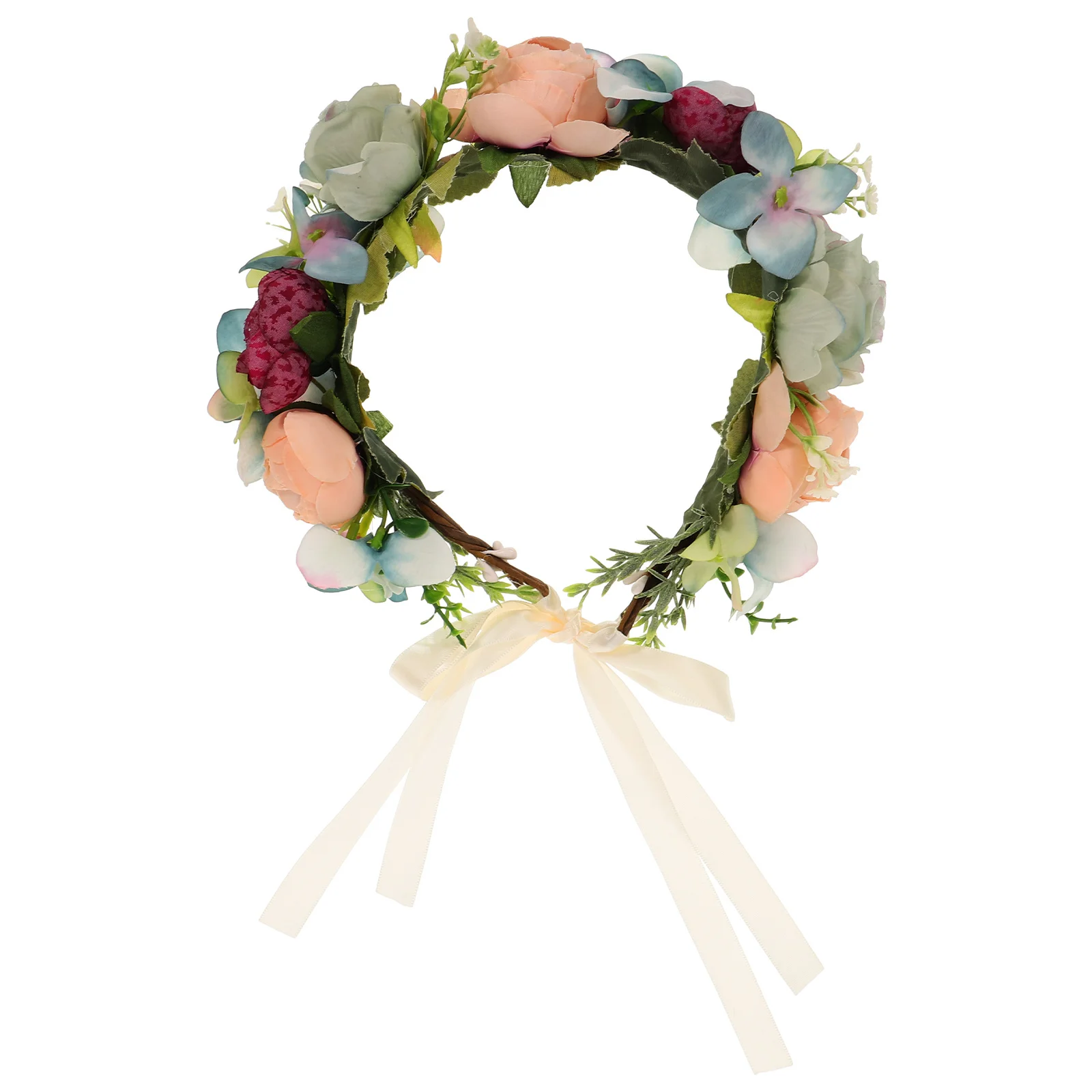 

1pc Rose Flower Headband Lightweight Simulation Floral Headdress For Bride Wedding Party Carnival Cosplay Photo Props Blue