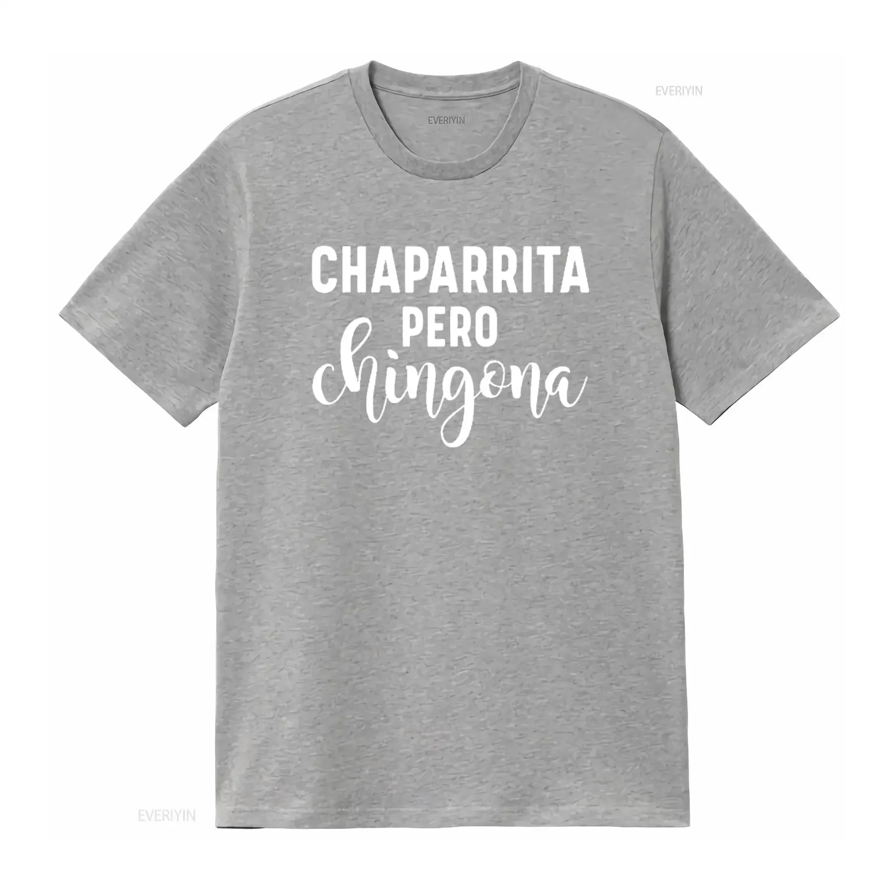 تي شيرت نسائي من Chaparrita Pero Chingona أسود 2X كبير عتيق مغسول كاجوال مريح للارتداء اليومي ملابس الشارع