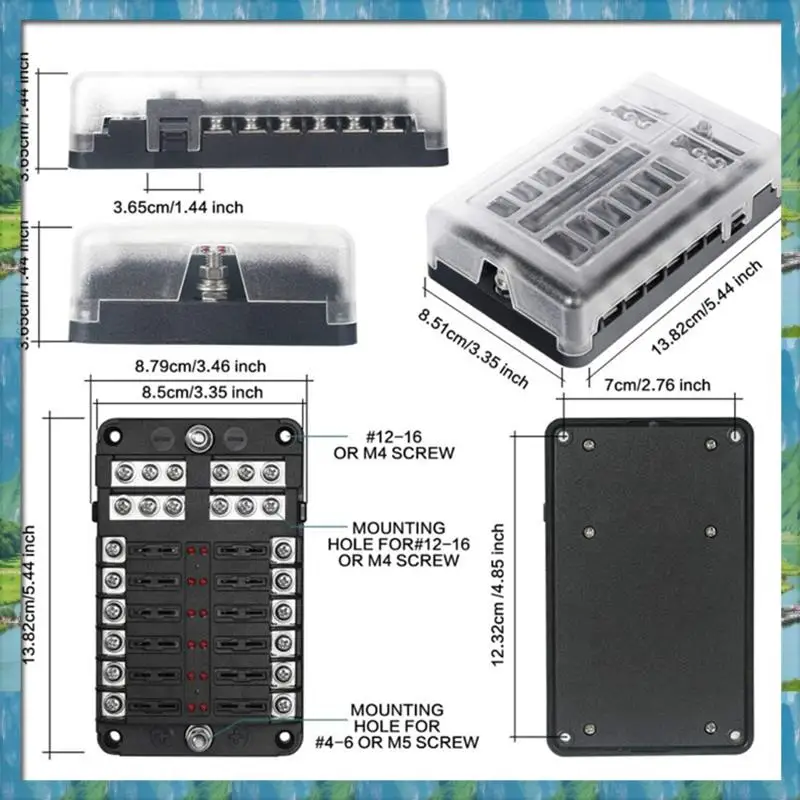 The New 12V Fuse Block 12 Circuit Fuse Box Kit,With LED Indicator With Negative Marine Fuse Box For Dc12-24V Car Boat RV Truck