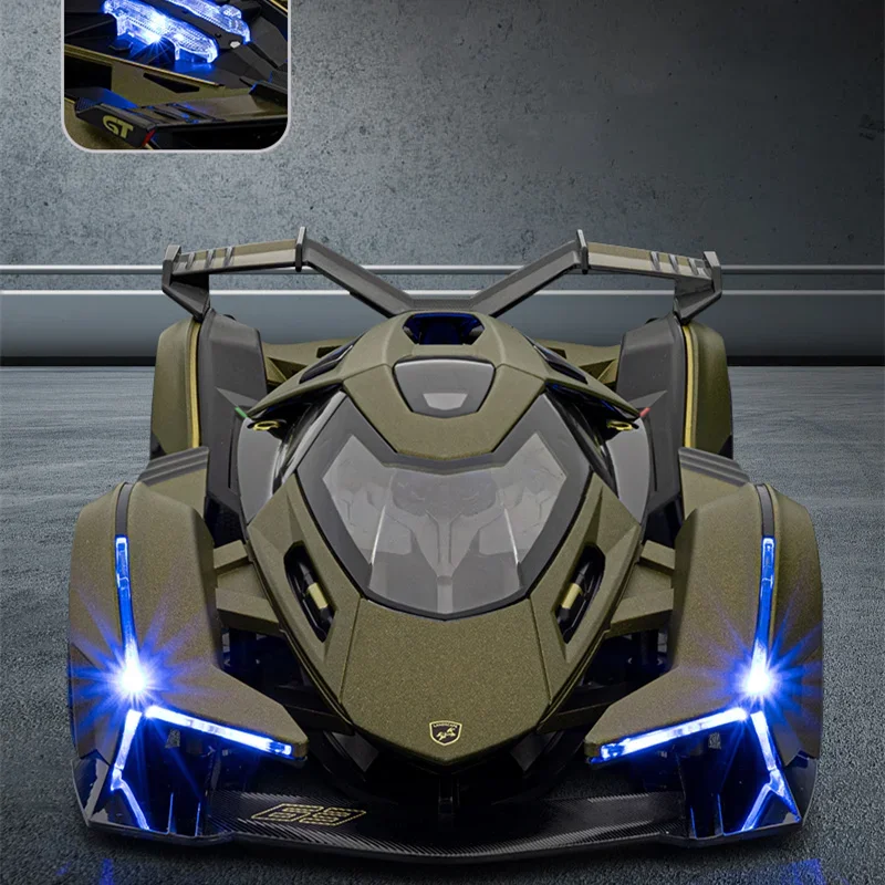1:18 V12 Vision GT Gran Turismo Model Sportowego Samochodu Konceptualnego z Odlewu Stopu Metalu, Model Wyścigowego Samochodu z Dźwiękiem i Światłem, Zabawka dla Dzieci, Prezent