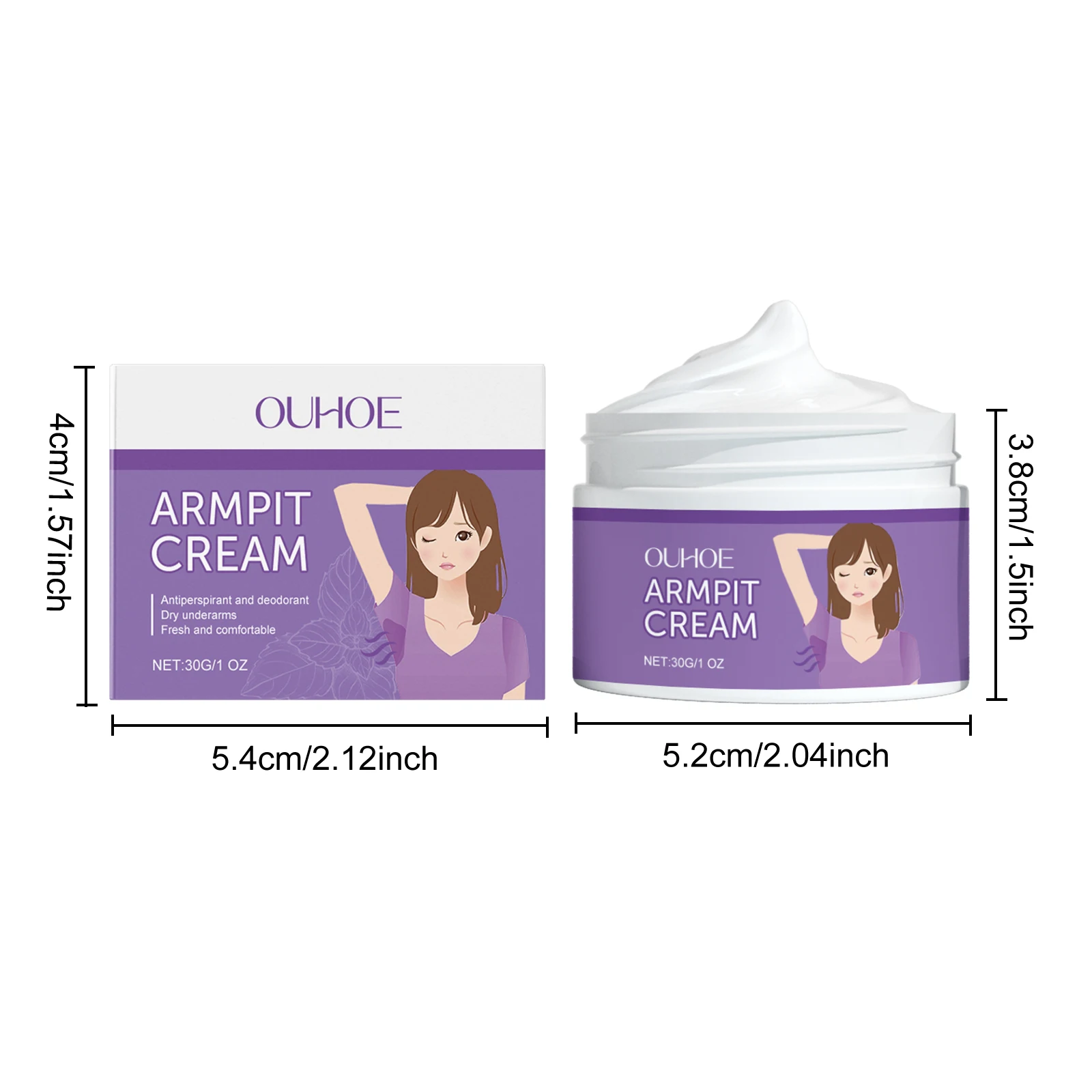 OUHOE Armpit Cream - Odor - Neutralizing, Sweat - controlling, Skin - toning, All Skin Types, Portable, Refreshing