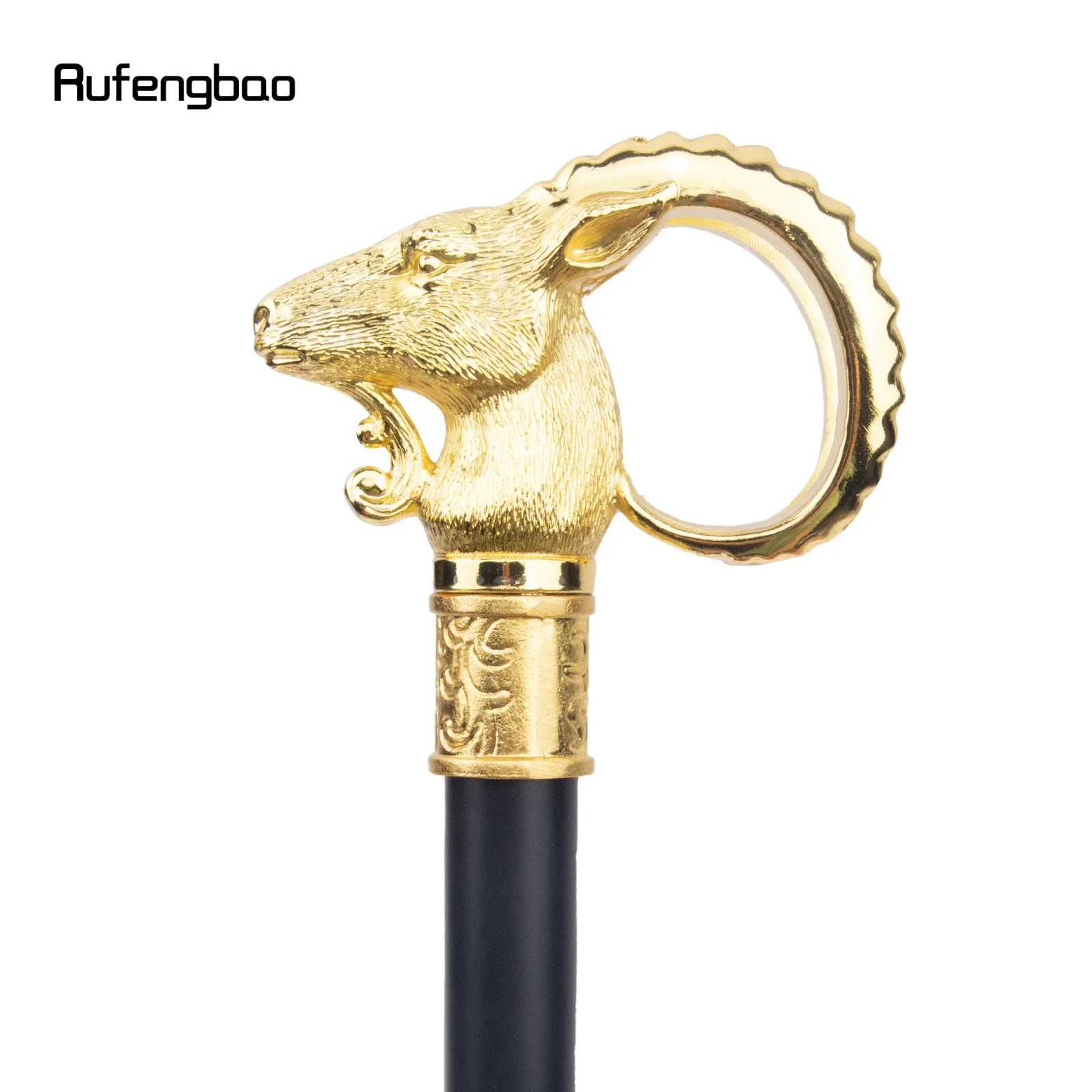 Golden Goat Sheep Animal Single Joint Fashion Walking Stick Decorative Cospaly Party Walking Cane Halloween Crosier 91cm