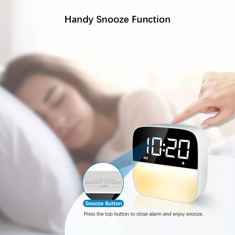 Alarm Clock Bedside Table Lights, Wake Up Light Touch Desk Lamp Natural Sounds/3 Dimmable Nightstand Light for Bedroom