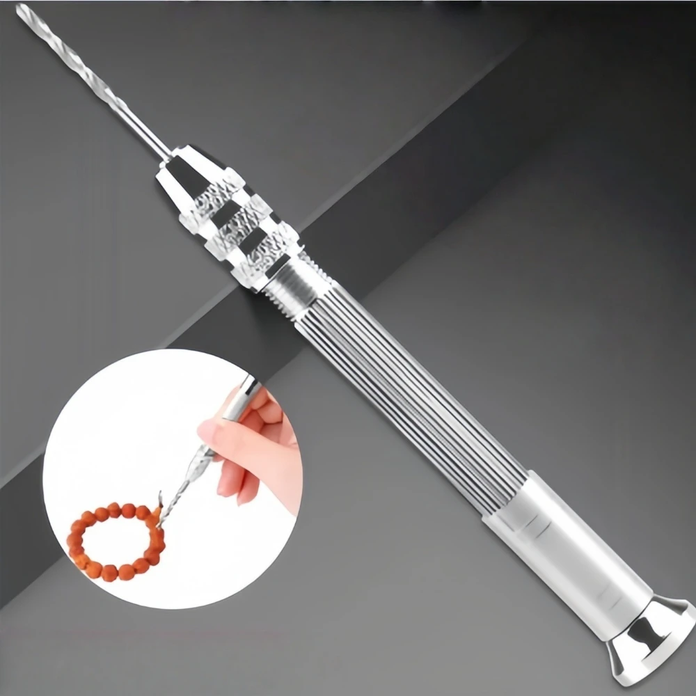 Mini Hand Drill Set Aluminum Alloy Jewellery Making Tool Kit with 08mm to 30mm Drill Bits for DIY Craft PCB Model Polymer Clay
