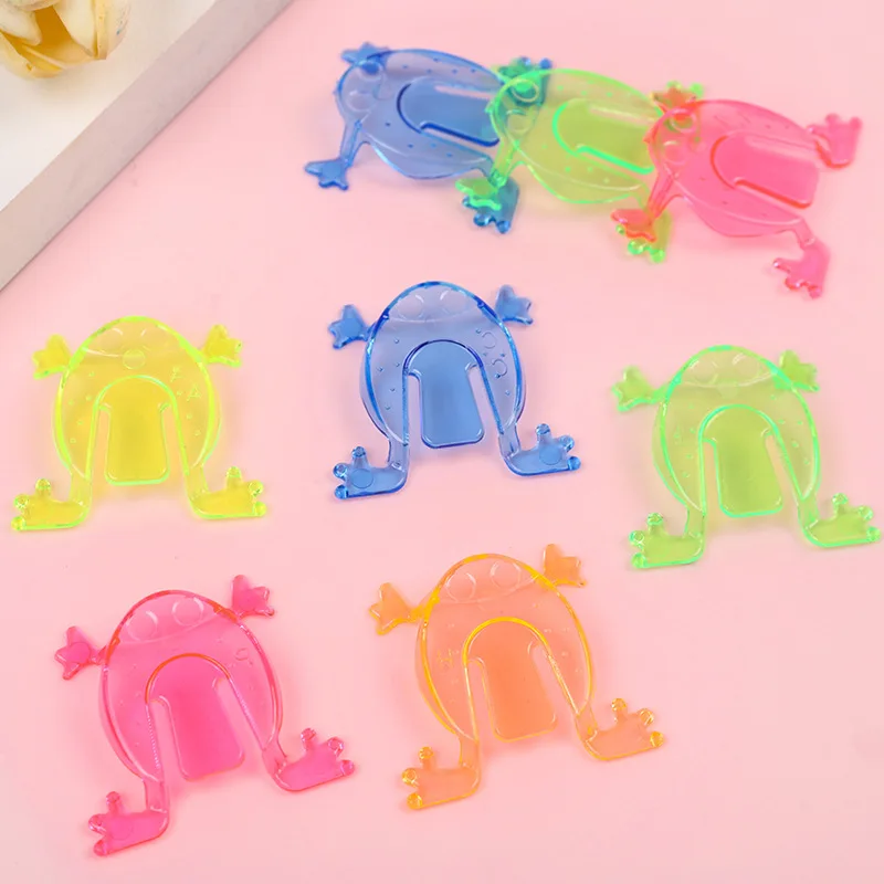 10PC Kid's Fun Mini Bouncing Frog Toys Creative Transparent Plastic Jumping Frog Toys Parent-child Interactive Puzzle Toys Gifts