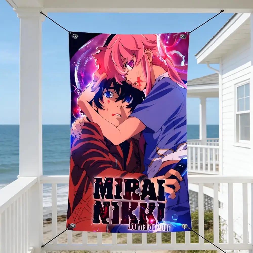 Anime M-Mirai N-Nikki / F-Future D-Diary Flags Cozy Home Flag 4 Grommets Anti-Wrinkle Waterproo  Indoor