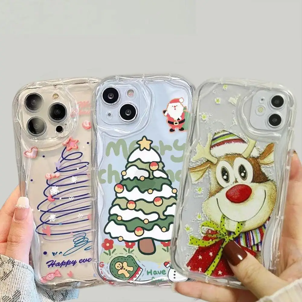 Santa Claus Elkคริสต์มาสสําหรับIPhone 15 Pro Max 16 14 13 11 12 Mini 7 8 Plus X XS XRฝาครอบCouqeซิลิโคน