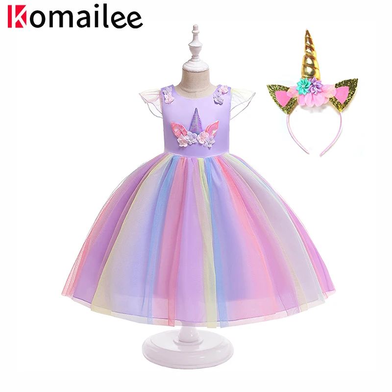 

Girls Rainbow Princess Dress Cake Layers Tutu Prom Gown for Kids Children Party Pageant Christmas Clothing Performance Dress