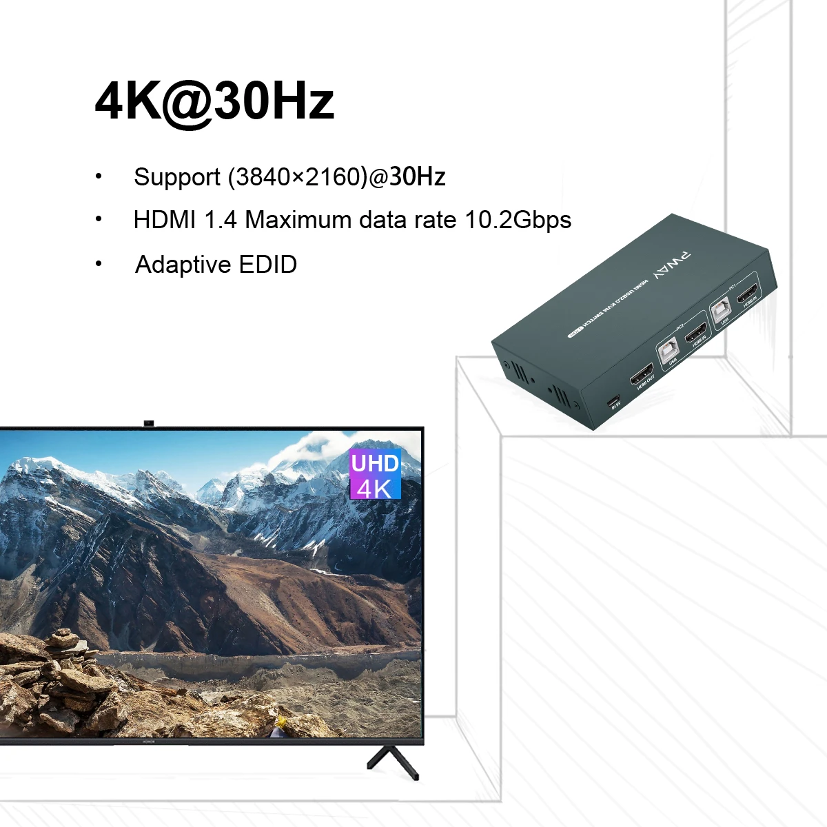 2 в 1 выход 4K 30 Гц USB HDMI KVM переключатель коробка для 2 ПК совместное использование клавиатуры USB переключатель концентратора переключатель 2 в 1 переключатель для ноутбука HDTV