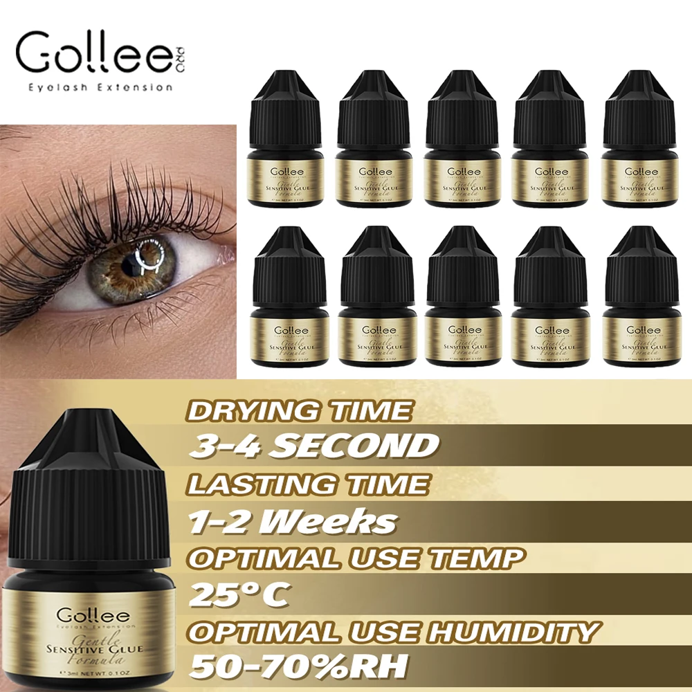 Gollee Adesivo per ciglia Clustered Colla per extension ciglia Delicata non irritante Adatta per occhi sensibili Adatto per uso domestico