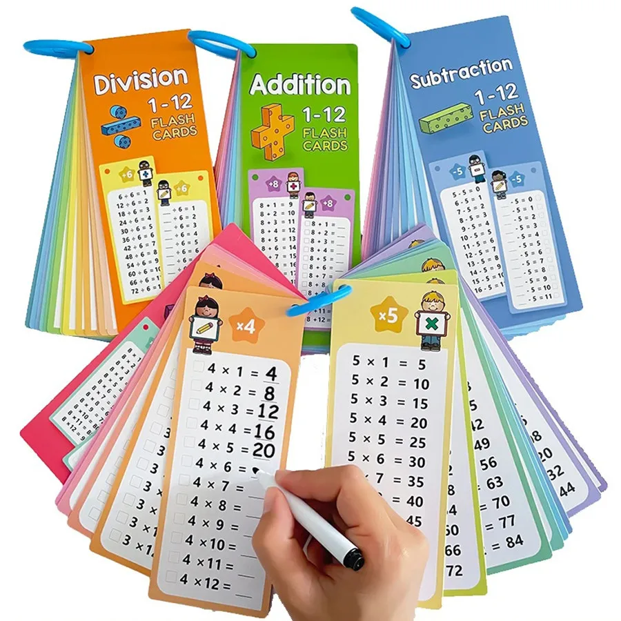 15pcs 1-12 Maths Table Cards Self Check Math Learning Tool Math matical Teaching Aids Children Educational Toy