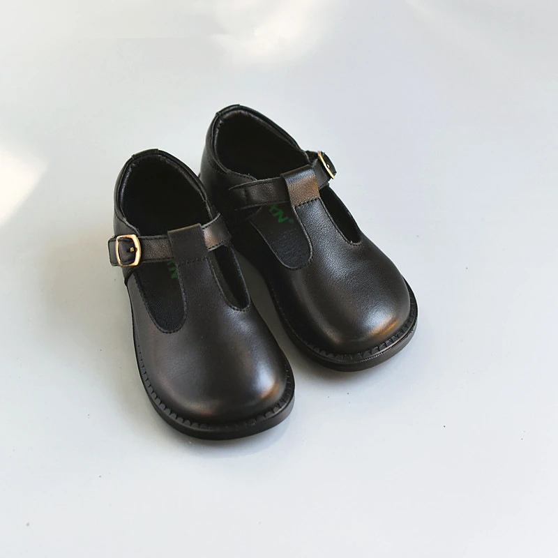 New High-end Genuine Leather Baby Girls Leather Shoes Spring Cowhide Soft Bottom Princess School Shoes Boy's Flats Shoes