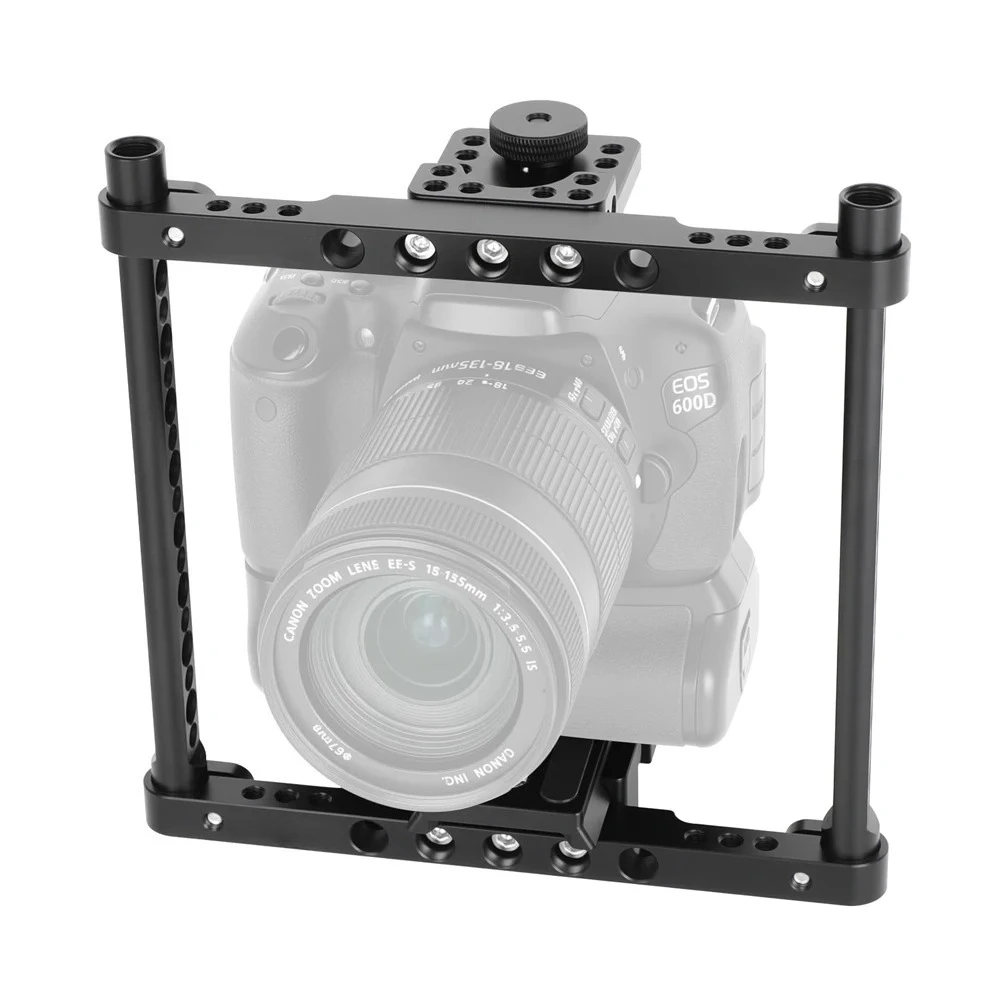 Height‑Adjustable Full Camera Cage with Manfrotto‑Type Quick Release Plate for Sony Canon Nikon DSLR Mirrorless Camera