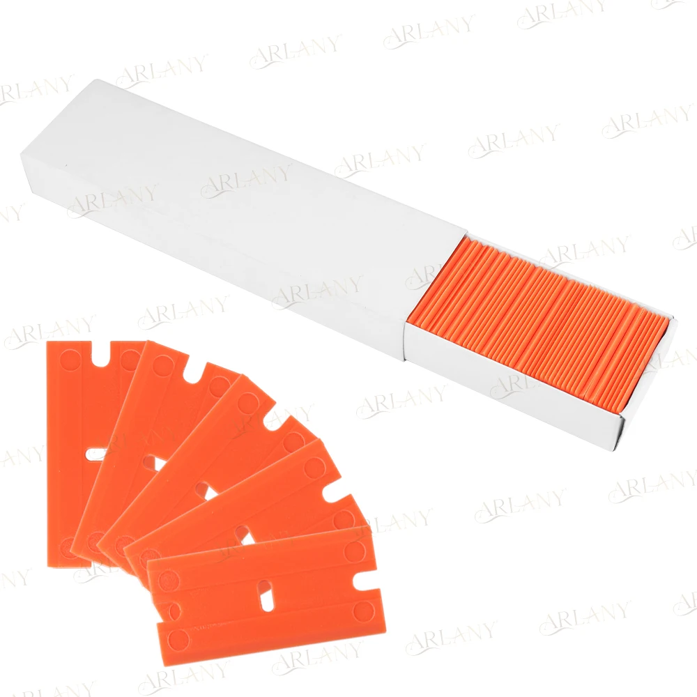 ARLANY Plastic Razor Blades 100 PCS Double Edged Plastic Blade Razor Scraper Tool for Remove Glass Cleaning Adhesive Label