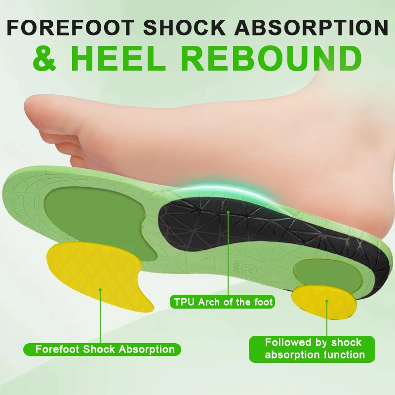 نعل داخلي لتصحيح القدم المسطحة، تصحيح دعم القوس، نعل داخلي رياضي ممتص للصدمات، نعل داخلي من البولي يوريثان عالي المرونة