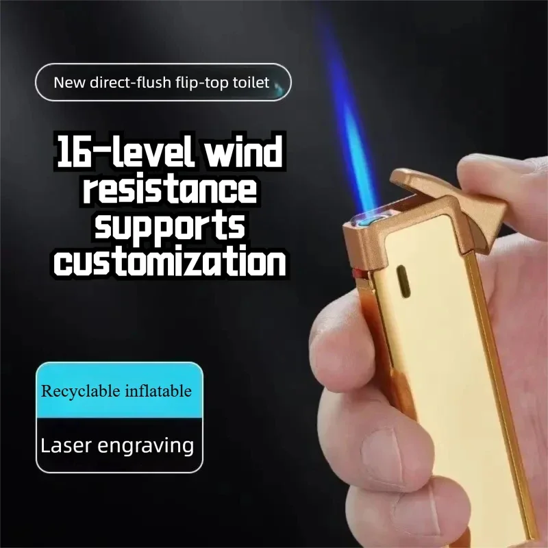 Laser Engraving Customized Advertising LOGO High-end Durable Lighter Hot-selling Windproof Torch Jet Inflatable Lighter