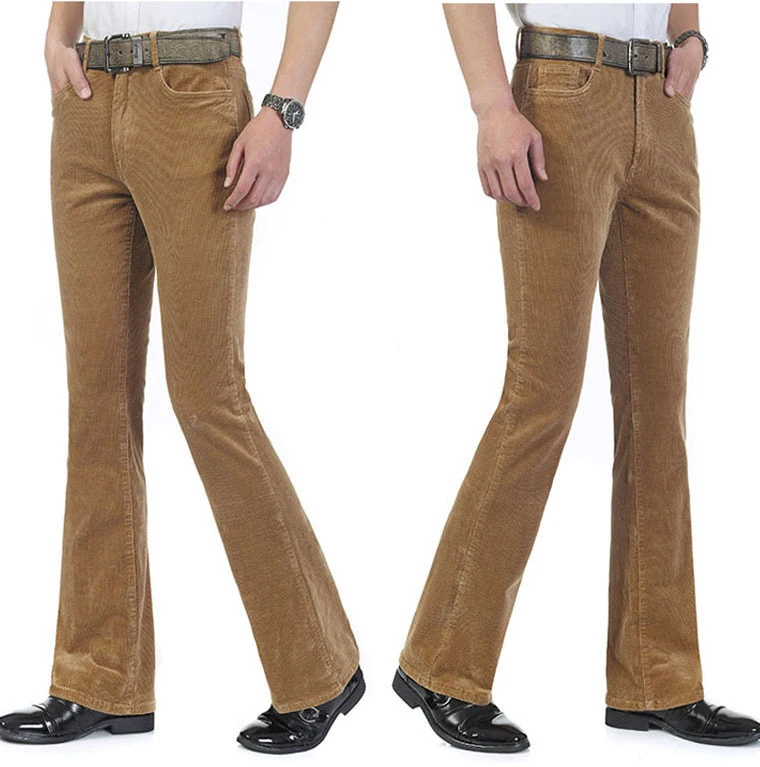 Idopy-pantalones vaqueros clásicos de campana para hombre, pantalones elásticos de pana, pantalones Bootcut de los años 60 y 70