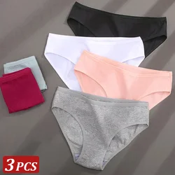 3 Pcs/Set Sexy Cotton Briefs For Women Low Waist Solid Color Panties Female Soft Breathabale Underwear Lady Comfortable Lingerie