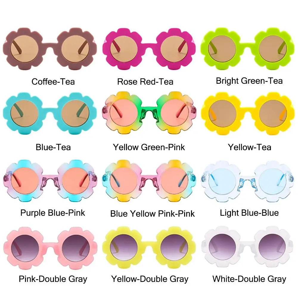 Colorful Kids Sunflower Sunglasses Cute Round Frame Children Flower Sun Glasses Shades for Girls