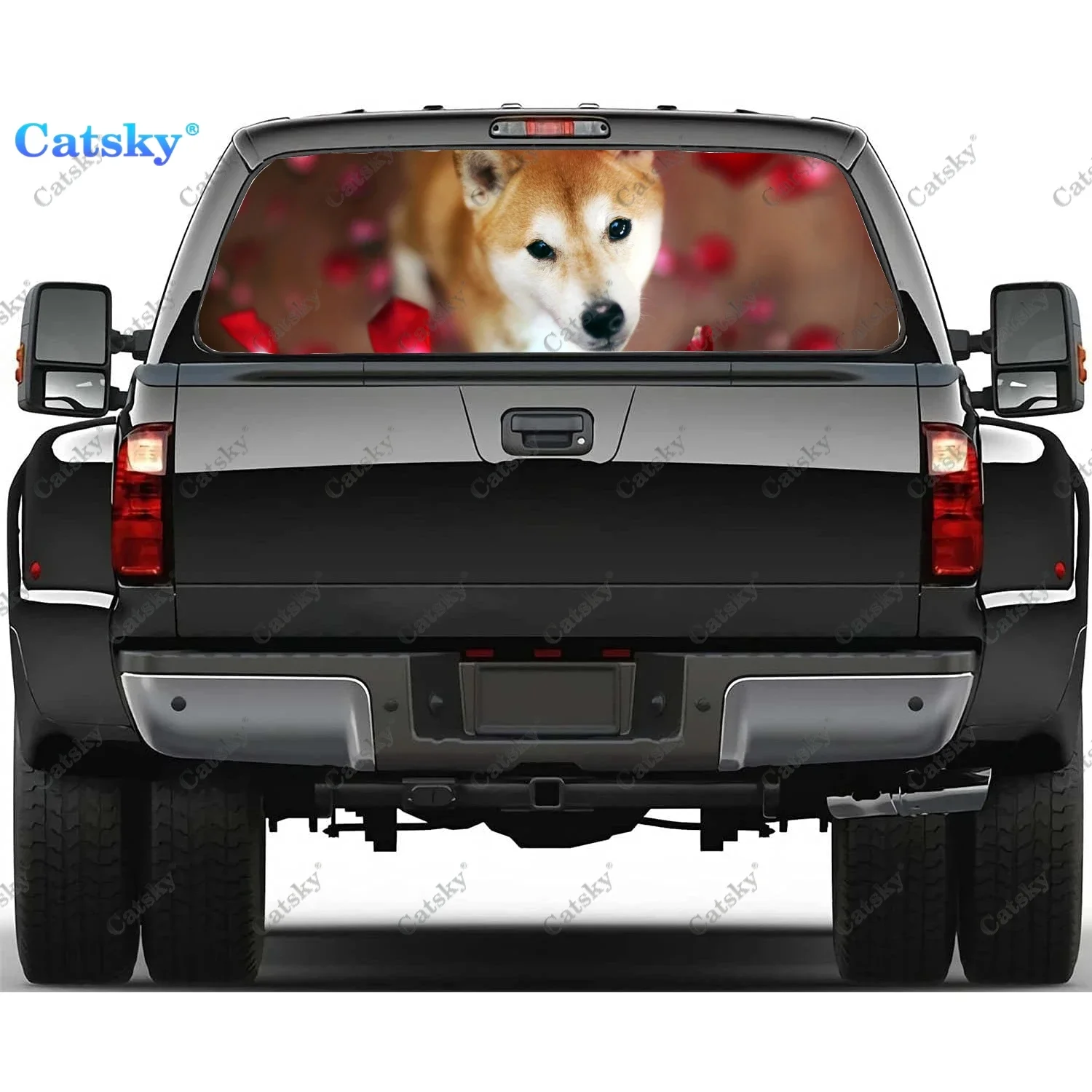 

Shiba Inu Rear Window Decals for Truck,Pickup Window Decal,Rear Window Tint Graphic Perforated Vinyl Truck Sticker