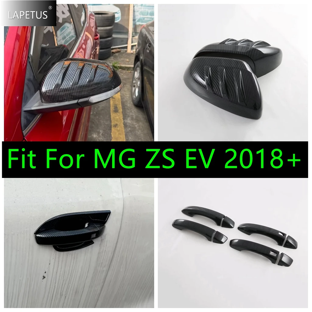 

Car Door Handle Bowl / Rearview Mirror Cap Shell Decor Sequins Cover Trim For MG ZS EV 2018 - 2024 Carbon Fiber Look Accessories