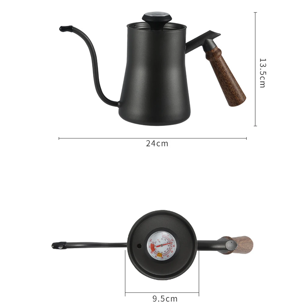 Imagem -03 - Youmi 550ml Gotejamento Despeje sobre Chaleira de Café Preto Branco Azul Anti-escaldante Handle Aço Inoxidável Chá Pote de Café com Termômetro