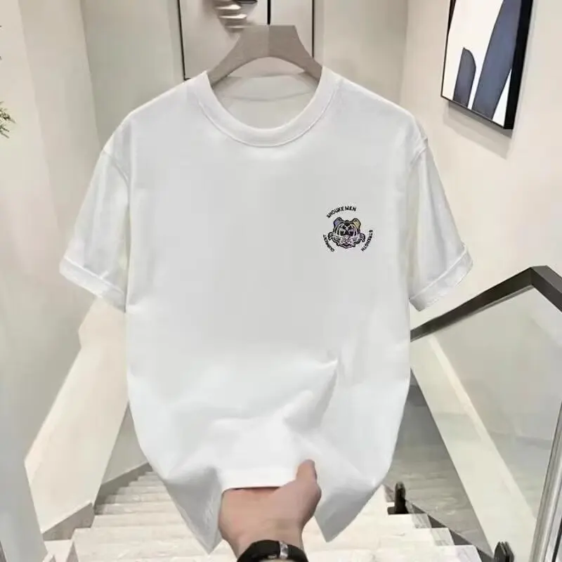 

Versatile Pure Cotton Loose Fit Casual ort Sve T-irt round Ne Spring Summer Trendy Brand Men's Wear Summer Collection