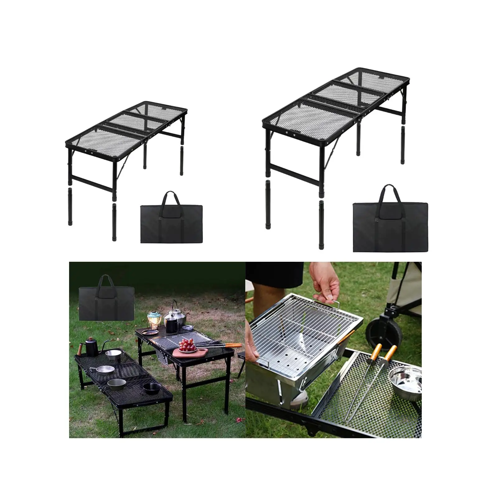 Folding Grill Table Aluminum Alloy Outdoor Table for Yard Beach Backpacking