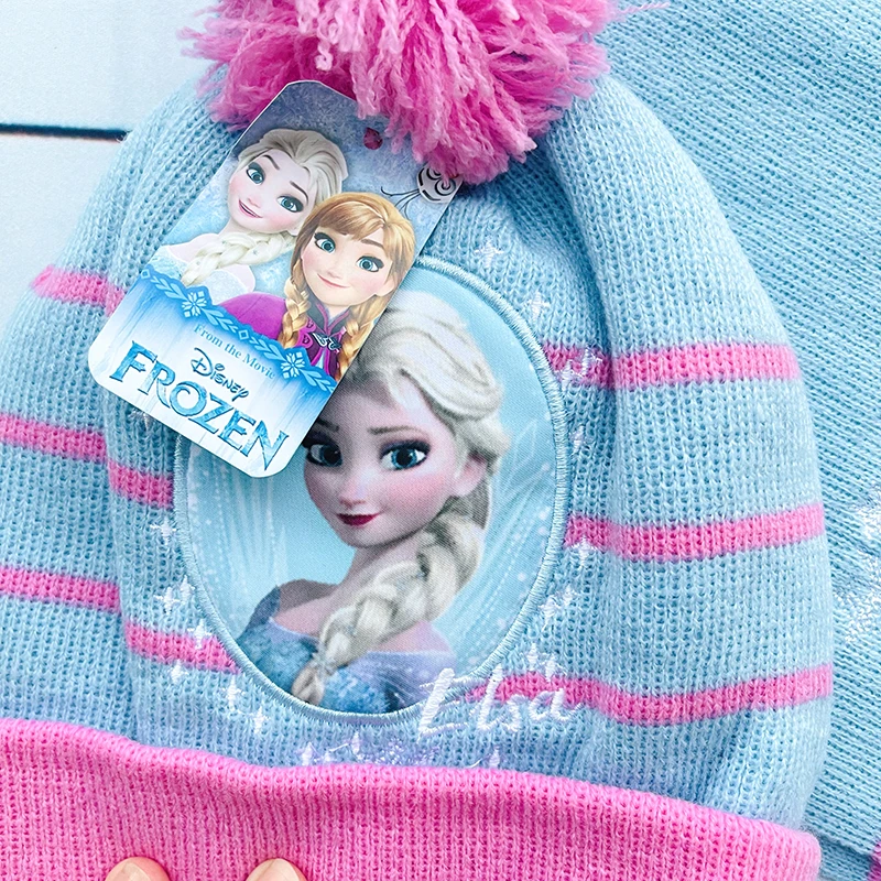 Disney New Autumn and Winter Cute Children Ice and snow Elsa Cartoon Scarf Hat glove three-piece Warm Boy Girl Child hat