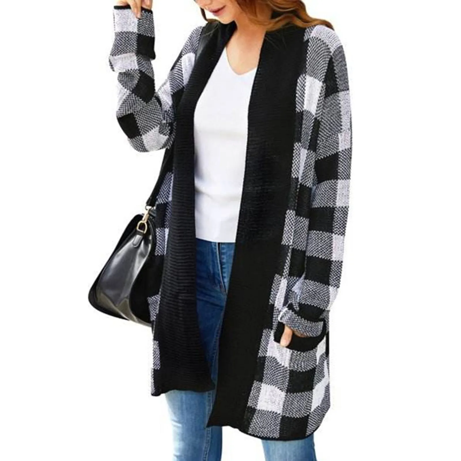 Autumn Shirt Coat Women Plaid Print Single-breasted Overcoat Shirt Long Sleeves Warm Loose Midi Length Spring Coat Female 2024