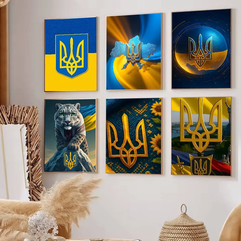 Ukraine Ukrainian National Emblem Poster Wall Murals For Offices 50x70cm Self-adhesive Decoration Sticker Playbill Cover