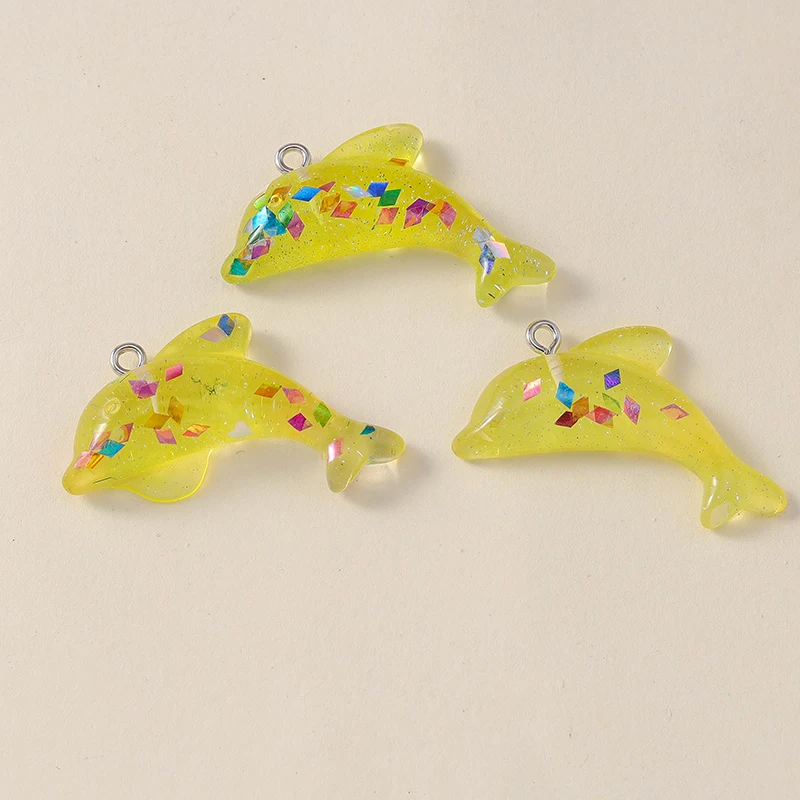 Leslie 10 Stück niedliche Charms, bunte Delfin-Charms, Anhänger für Tropfenohrringe, Halsketten, handgefertigtes DIY-Schmuckherstellungszubehör – Detail 8