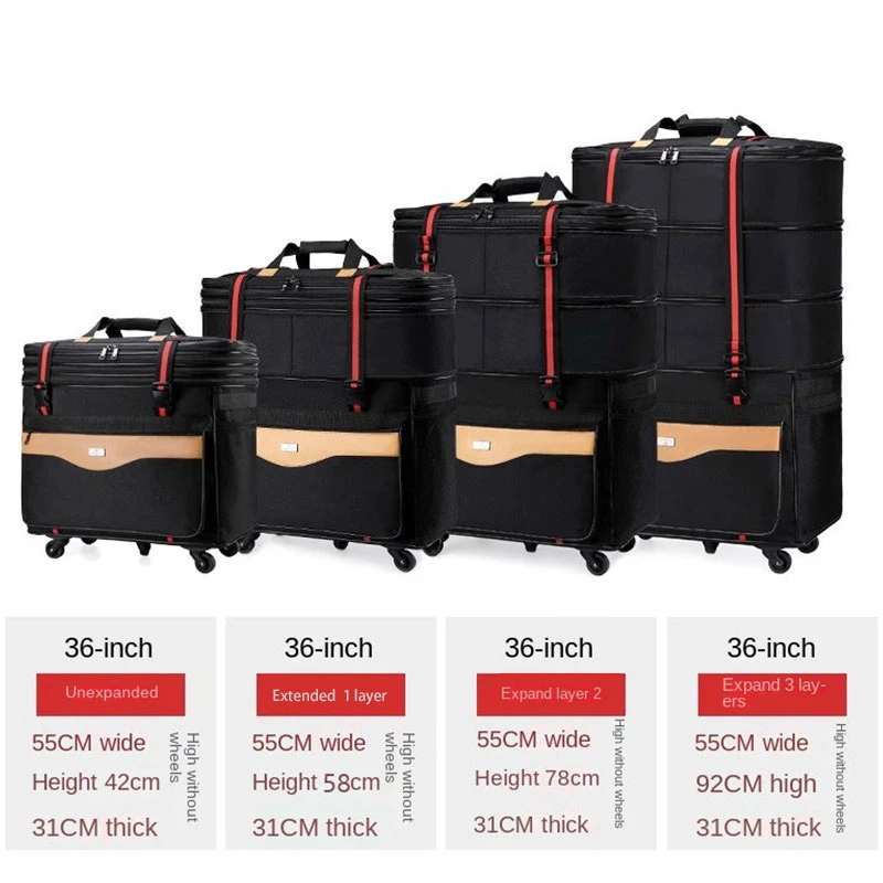 Large Capacity Expandable Foldable Travel Bag Oxford Suitcase Air Consignment Bag Five Wheels Waterproof Moving Abroad Luggage