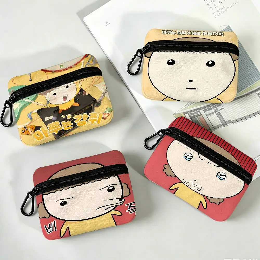M-Maru-Puppy Lightweight Oxford Fabric Coin Purse With Black Carabiner Hook Card Holder Earphone Storage Pouch