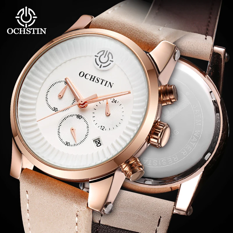 

ochstin hot model 2024 pilot series business light luxury multi-function quartz movement waterproof watch men's quartz watches